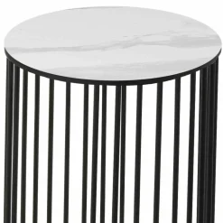 Tavolino da Salotto con Piano Rotondo in Ceramica Made in Italy - Montebianco