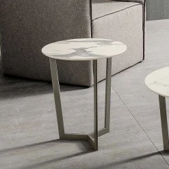 Tavolino da Salotto con Piano Rotondo in Hpl Stratificato Made in Italy - Mina
