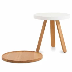 Tavolino da Salotto Design con Piano Rotondo e Gambe in Legno Massello - Salerno
