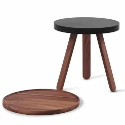 Tavolino da Salotto Design con Piano Rotondo e Gambe in Legno Massello - Salerno