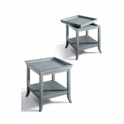 Tavolino da salotto design in legno laccato grigio, 60x60 cm, Marcus