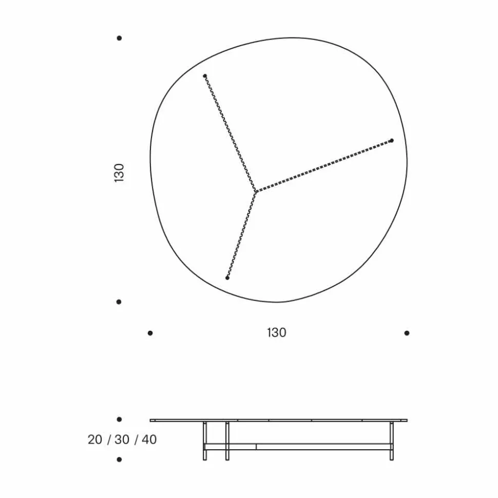 Tavolino da Salotto di Design in Vetro con Base in Metalo Made in Italy - Cinci