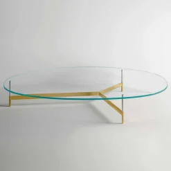 Tavolino da Salotto di Design in Vetro con Base in Metalo Made in Italy - Cinci