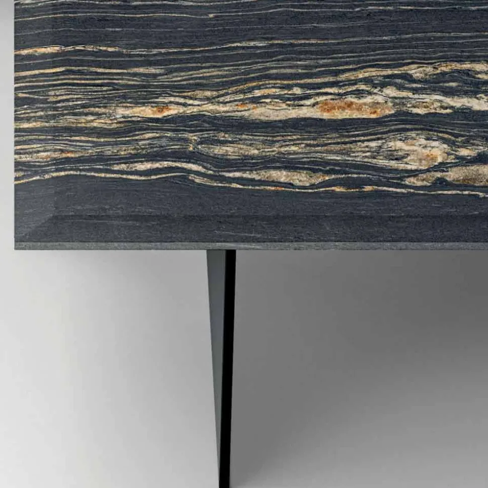 Tavolino da Salotto di Design in Marmo con Base in Vetro Made in Italy - Molino
