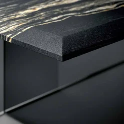 Tavolino da Salotto di Design in Marmo con Base in Vetro Made in Italy - Molino