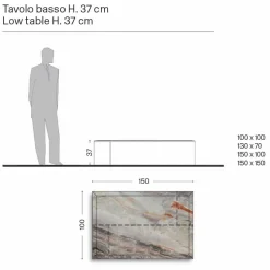 Tavolino da Salotto di Design in Marmo con Base in Vetro Made in Italy - Molino