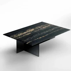 Tavolino da Salotto di Design in Marmo con Base in Vetro Made in Italy - Molino