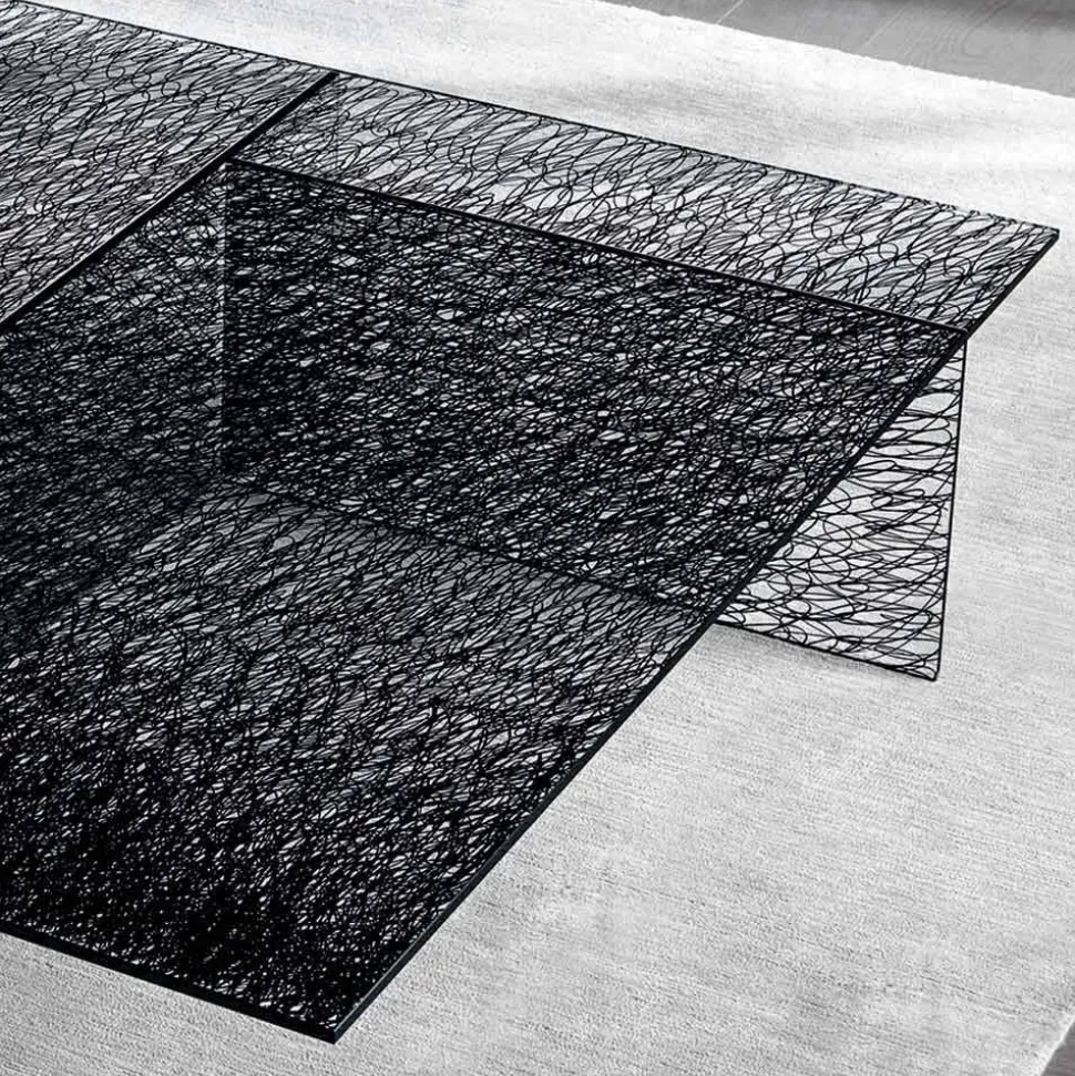 Tavolino da Salotto di Design Vetro Extrachiaro Decorato Made in Italy – Sestola
