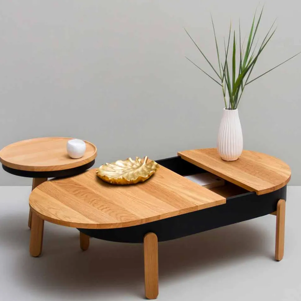 Tavolino da Salotto di Design in Legno Massello e Metallo Laccato - Salerno