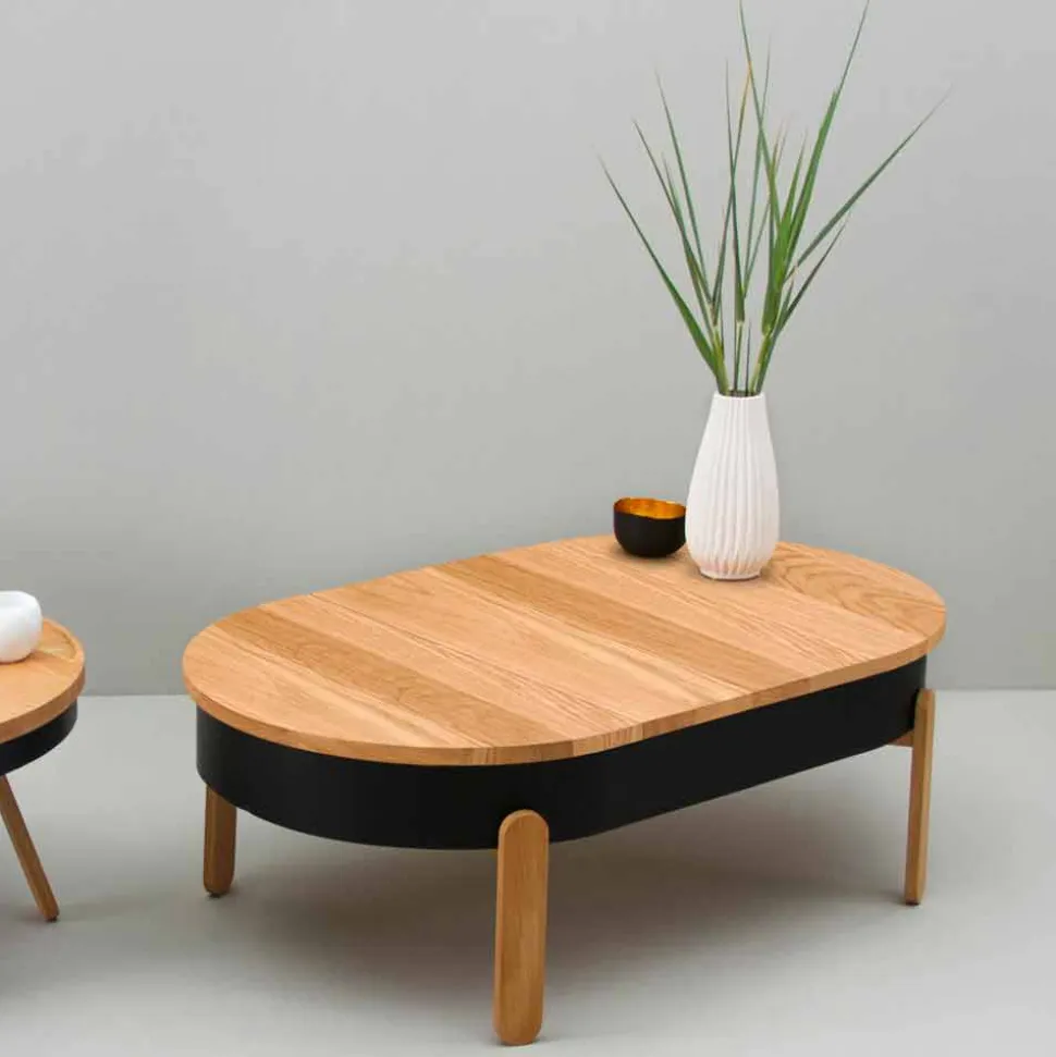 Tavolino da Salotto di Design in Legno Massello e Metallo Laccato - Salerno