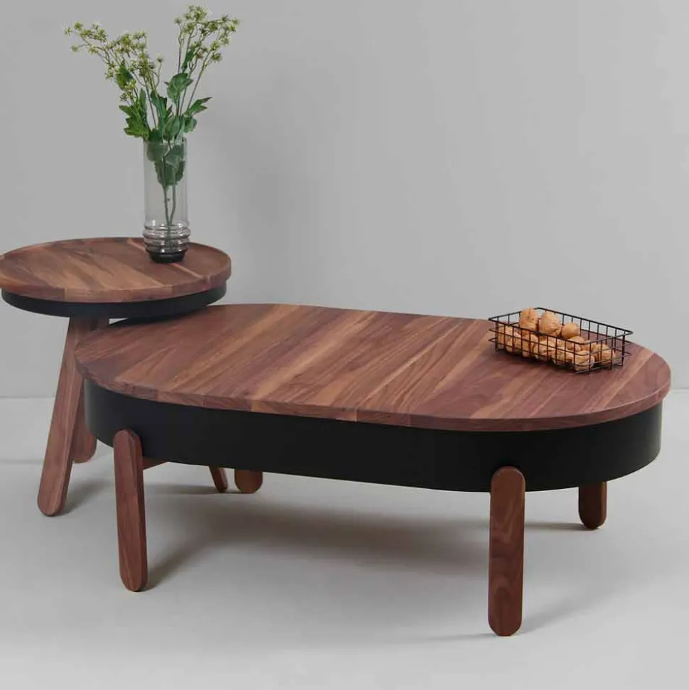 Tavolino da Salotto di Design in Legno Massello e Metallo Laccato - Salerno