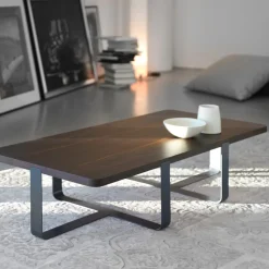 Tavolino da Salotto di Lusso in Metallo Colorato e Piano in Legno - Anacleto