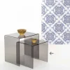 Tavolino da salotto fumé moderno 40x40cm Terry Small, made in Italy