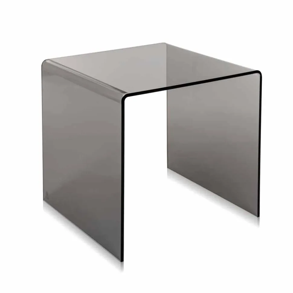Tavolino da salotto fumé moderno 40x40cm Terry Small, made in Italy