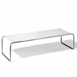 Tavolino da Salotto in Acciaio Cromato con Piano Laminato Made in Italy - Ariete