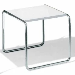 Tavolino da Salotto in Acciaio Cromato con Piano Laminato Made in Italy - Ariete