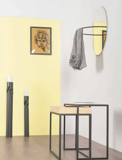 Tavolino da Salotto in Acciaio con Vassoio in Frassino Made in Italy - Merletto