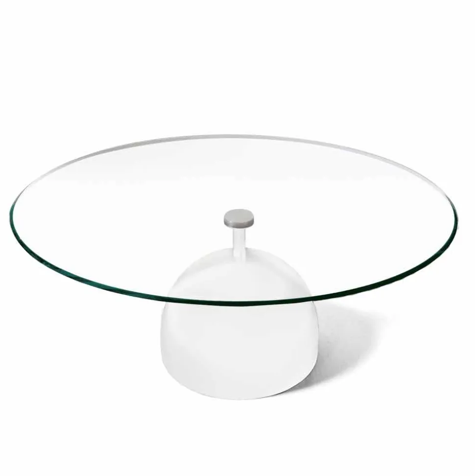 Tavolino da Salotto in Cristallo Extrachiaro e Metallo Made in Italy - Livigno