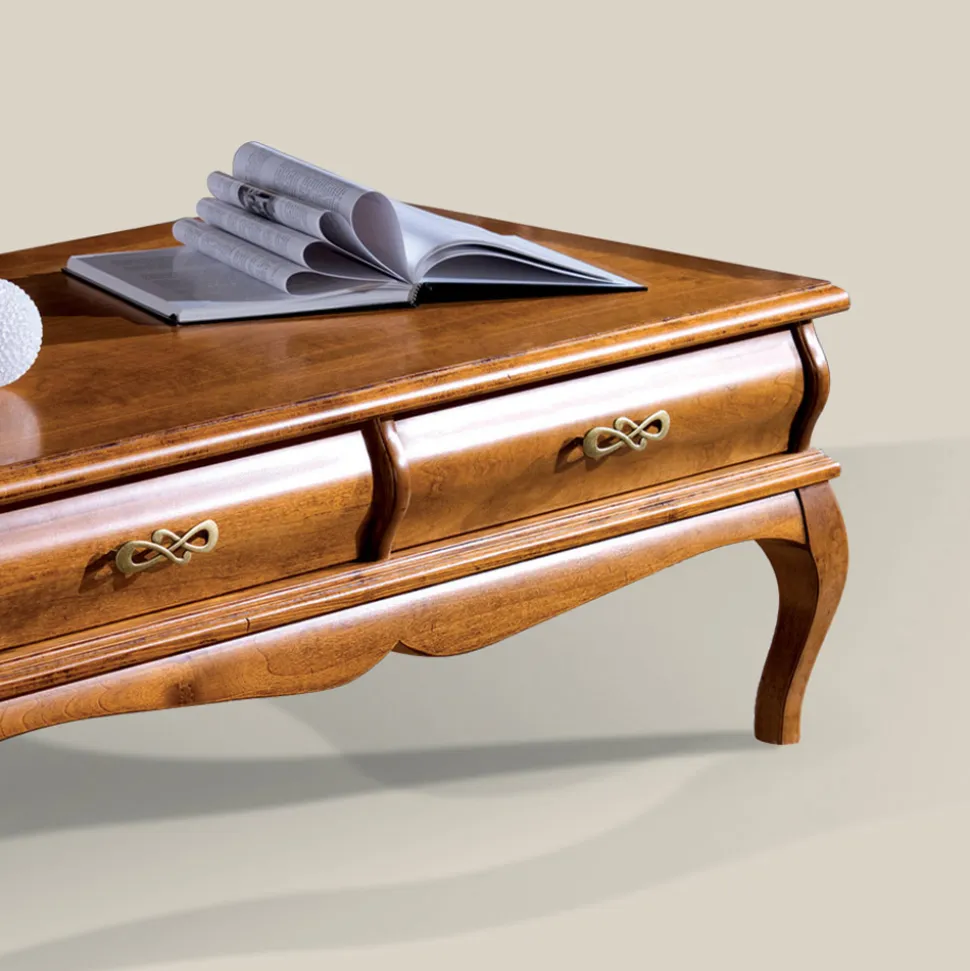Tavolino da Salotto in Legno di Noce con Cassetto Made in Italy - Hastings