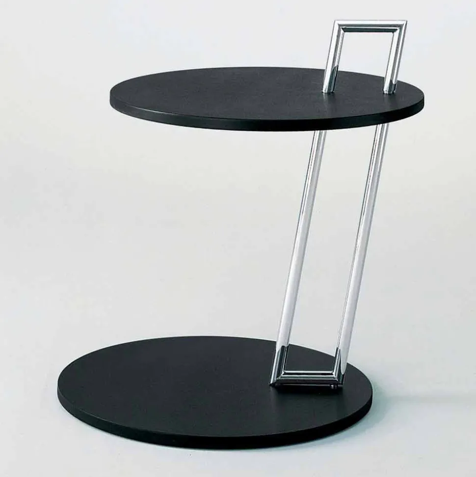 Tavolino da Salotto in Mdf Laccato Nero e Acciaio Made in Italy - Sestante