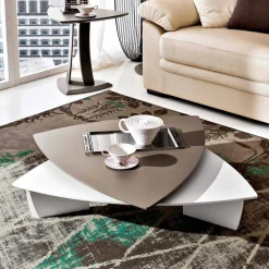 Tavolino da Salotto in Mdf Laccato con Piano Girevole Made in Italy - Lisa