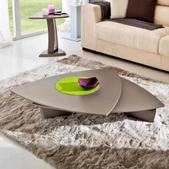 Tavolino da Salotto in Mdf Laccato con Piano Girevole Made in Italy - Lisa