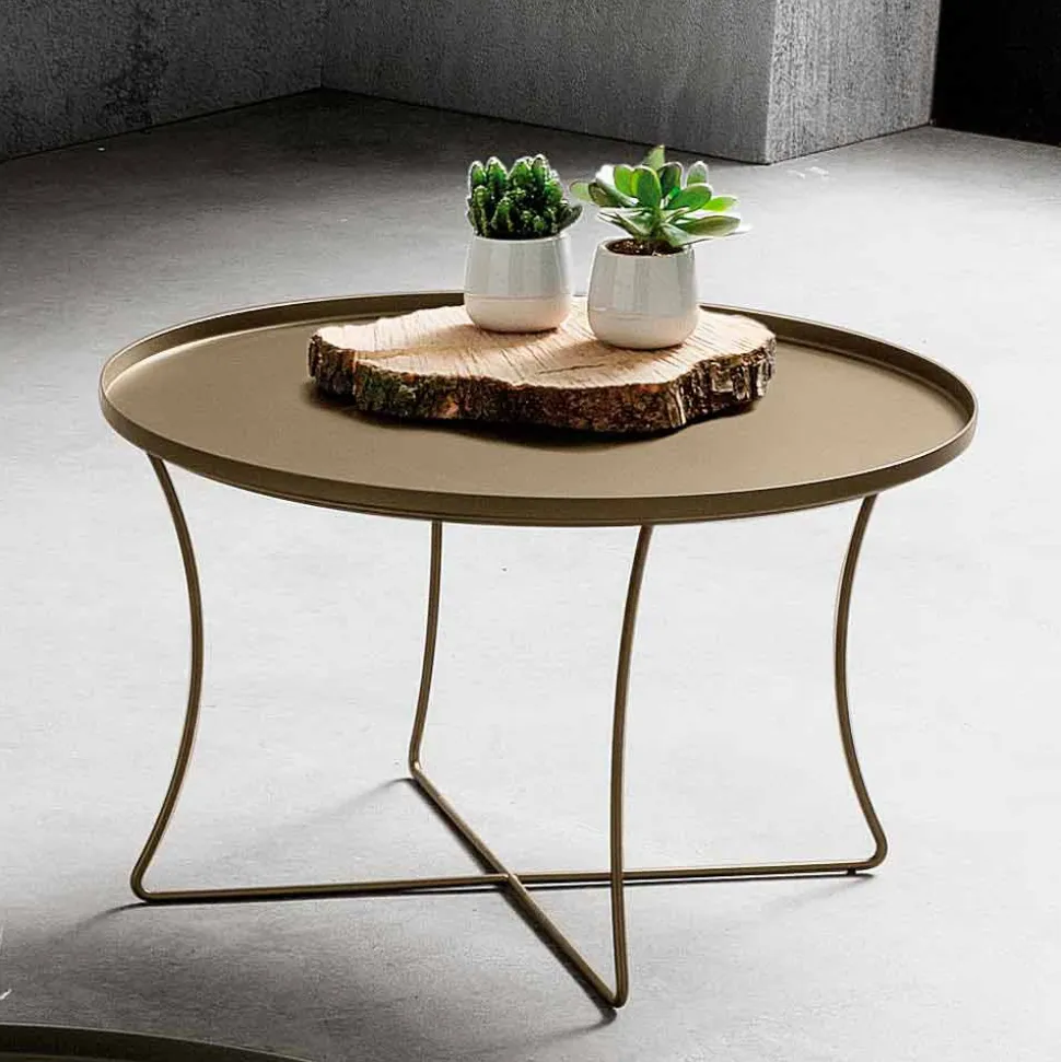 Tavolino da Salotto in Metallo con Vassoio Contenitore Made in Italy - Numbo