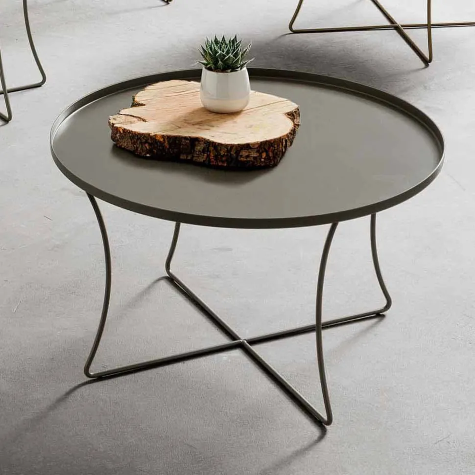 Tavolino da Salotto in Metallo con Vassoio Contenitore Made in Italy - Numbo
