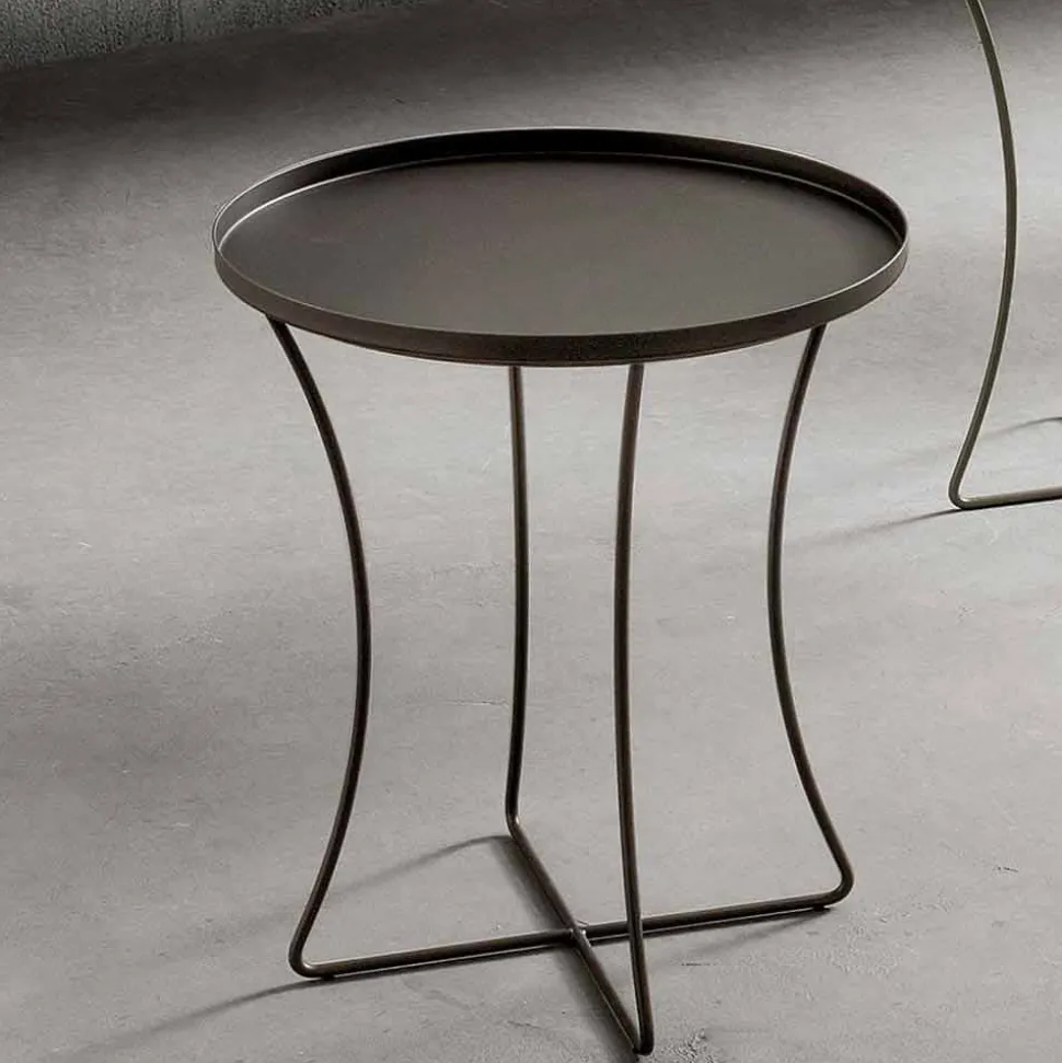 Tavolino da Salotto in Metallo con Vassoio Contenitore Made in Italy - Numbo