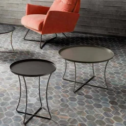 Tavolino da Salotto in Metallo con Vassoio Contenitore Made in Italy - Numbo