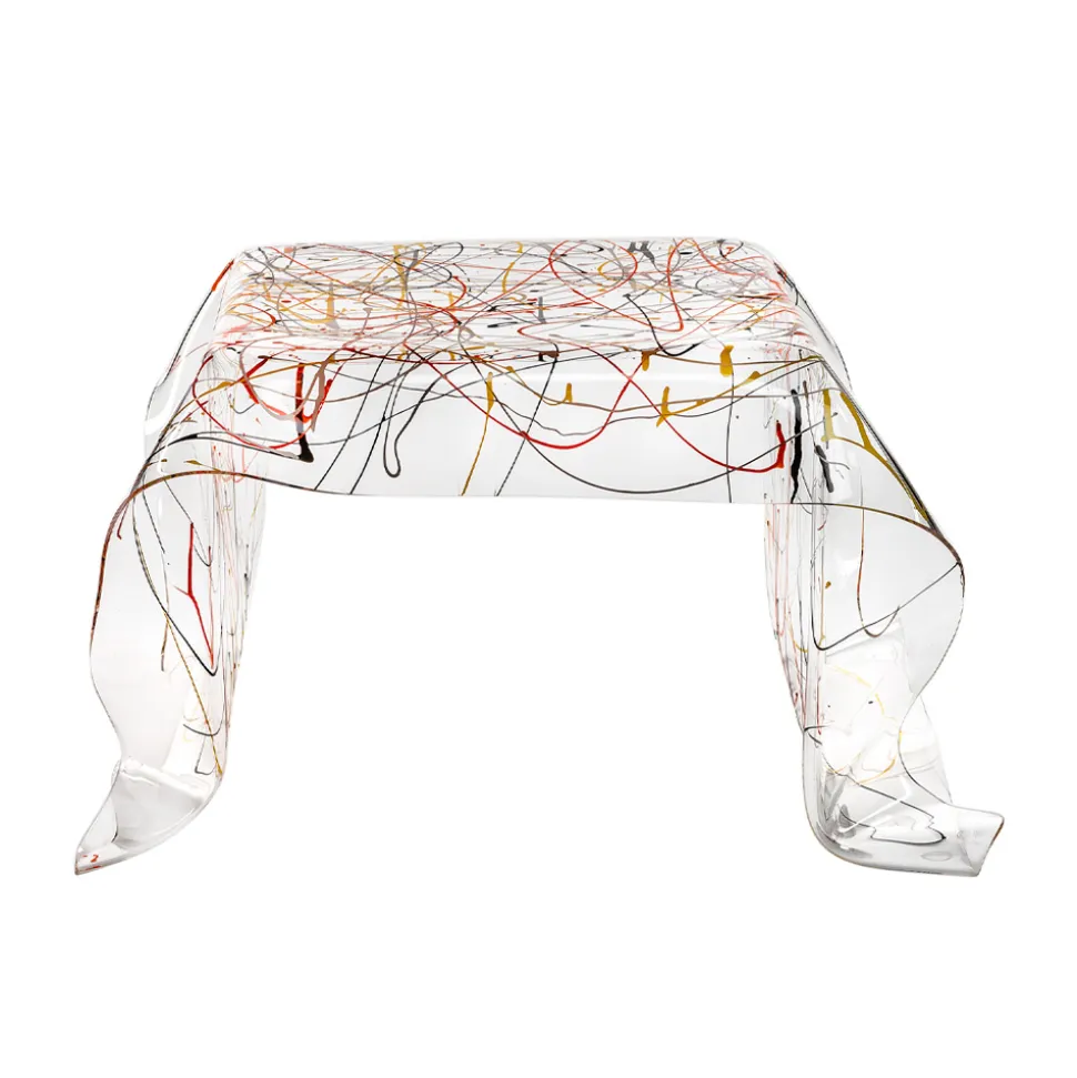 Tavolino da Salotto in Plexiglass Drappeggiato a Mano Made in Italy - Pippo
