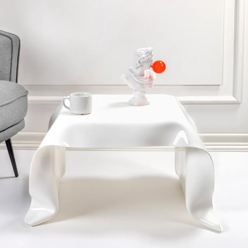 Tavolino da Salotto in Plexiglass Drappeggiato a Mano Made in Italy - Pippo