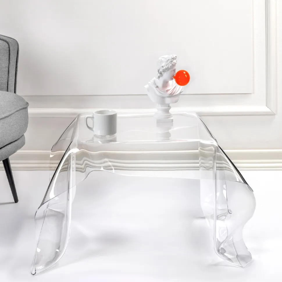 Tavolino da Salotto in Plexiglass Drappeggiato a Mano Made in Italy - Pippo