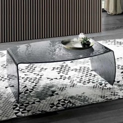 Tavolino da Salotto in Vetro Curvato Effetto Martellato Made in Italy - Francesca