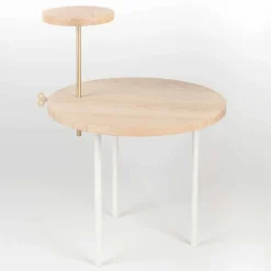 Tavolino da Salotto Moderno con Piano Rotondo in Frassino Made in Italy - Velino