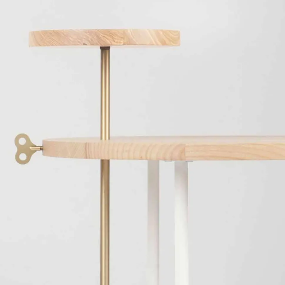 Tavolino da Salotto Moderno con Piano Rotondo in Frassino Made in Italy - Velino