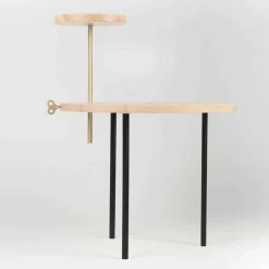 Tavolino da Salotto Moderno con Piano Rotondo in Frassino Made in Italy - Velino