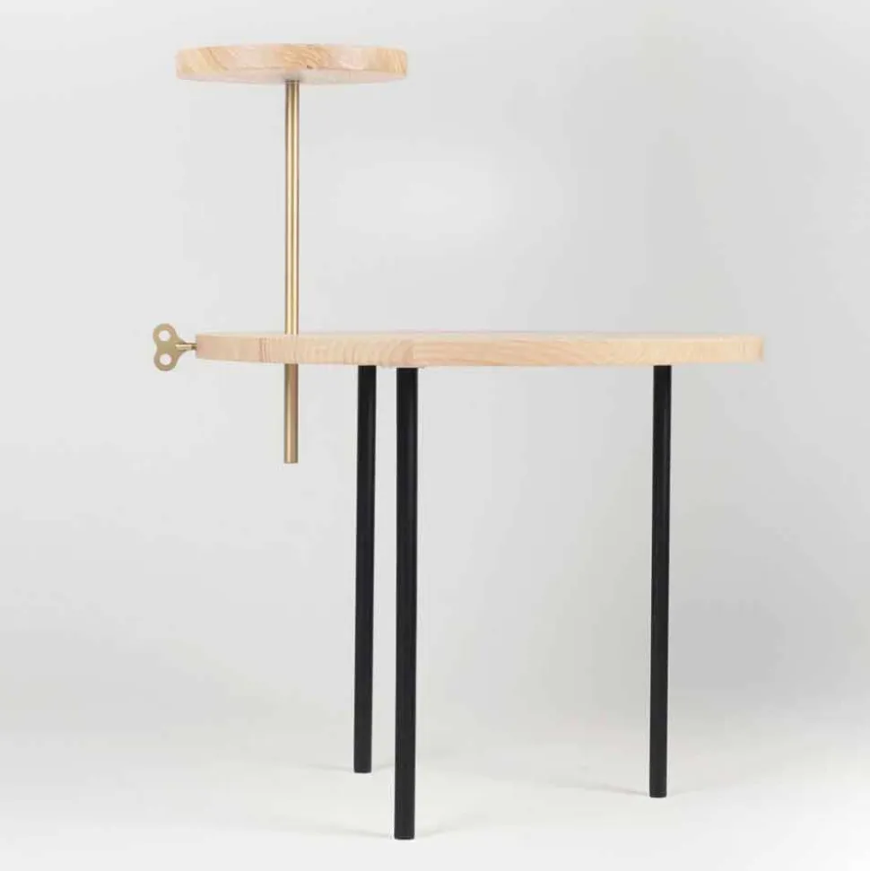 Tavolino da Salotto Moderno con Piano Rotondo in Frassino Made in Italy - Velino