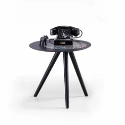 Tavolino da Salotto Moderno con Piano Rotondo in Gres Made in Italy - Stoccarda