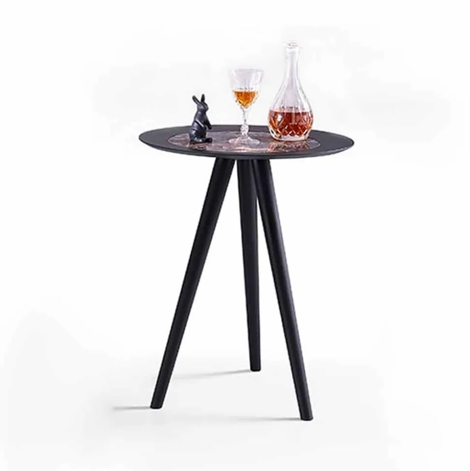 Tavolino da Salotto Moderno con Piano Rotondo in Gres Made in Italy - Stoccarda