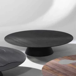 Tavolino da salotto moderno in legno di larice laccato nero Giglio