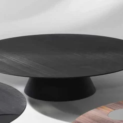 Tavolino da salotto moderno in legno di larice laccato nero Giglio