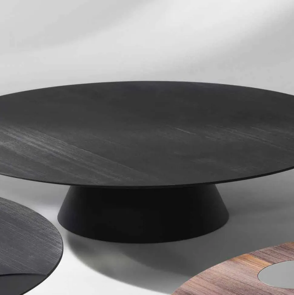 Tavolino da salotto moderno in legno di larice laccato nero Giglio