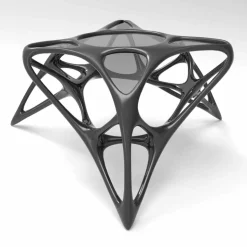 Tavolino da salotto moderno in vetro e Solid Surface Lunar Table#2
