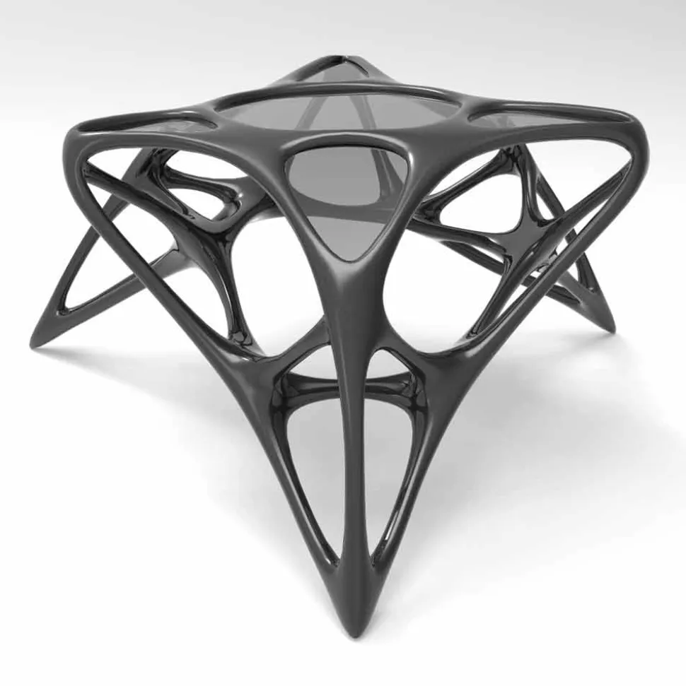 Tavolino da salotto moderno in vetro e Solid Surface Lunar Table#2