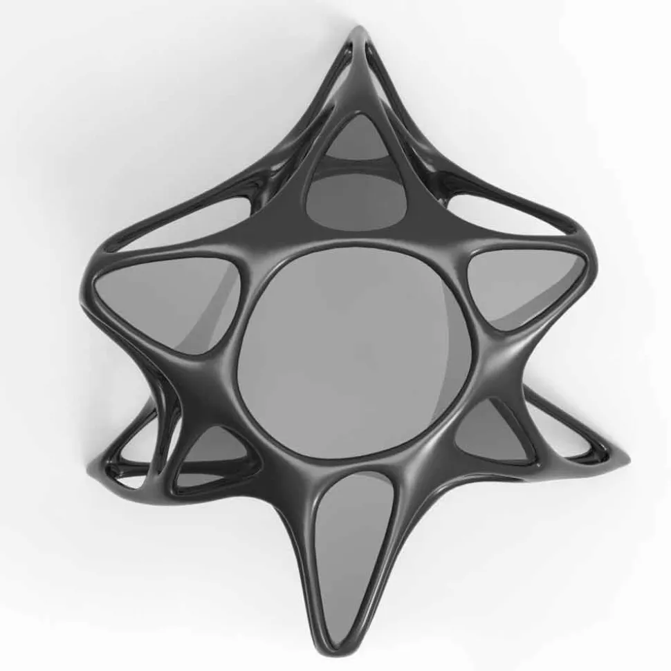 Tavolino da salotto moderno in vetro e Solid Surface Lunar Table#2
