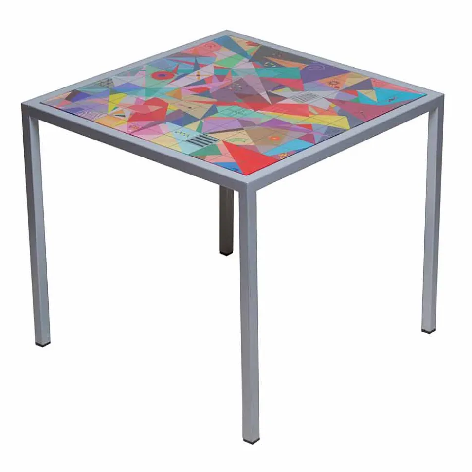 Tavolino da salotto moderno 50x50cm in metallo Nina, made in Italy
