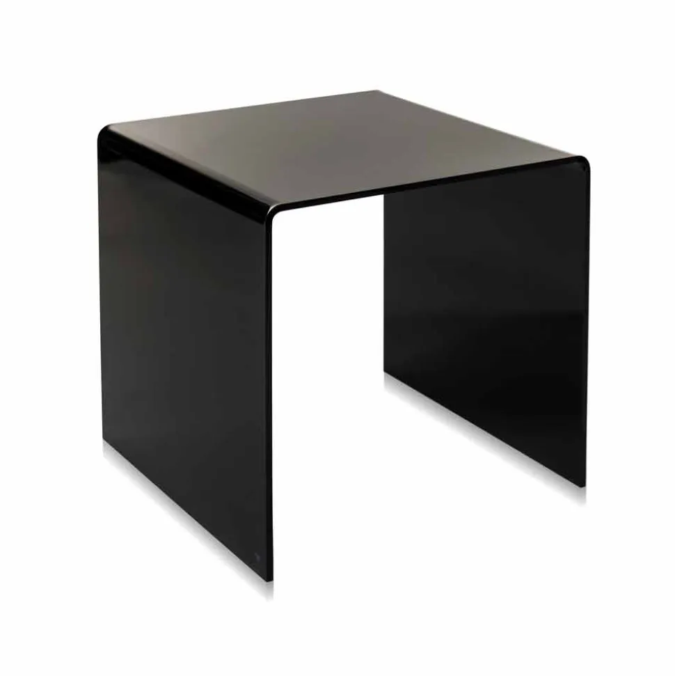 Tavolino da salotto nero moderno 40x40cm Terry Small, made in Italy