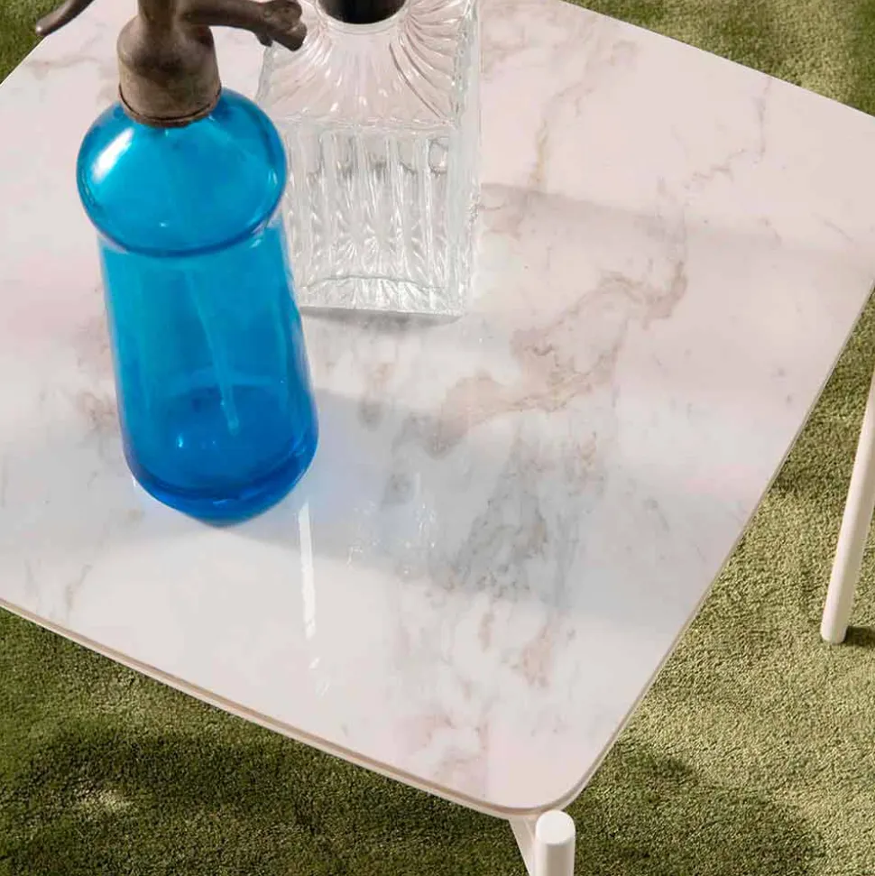 Tavolino da Salotto Quadrato in Ceramica e Metallo di Design Moderno – Istrice