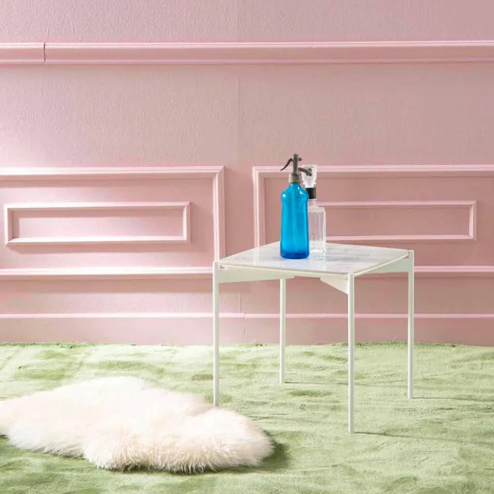 Tavolino da Salotto Quadrato in Ceramica e Metallo di Design Moderno – Istrice